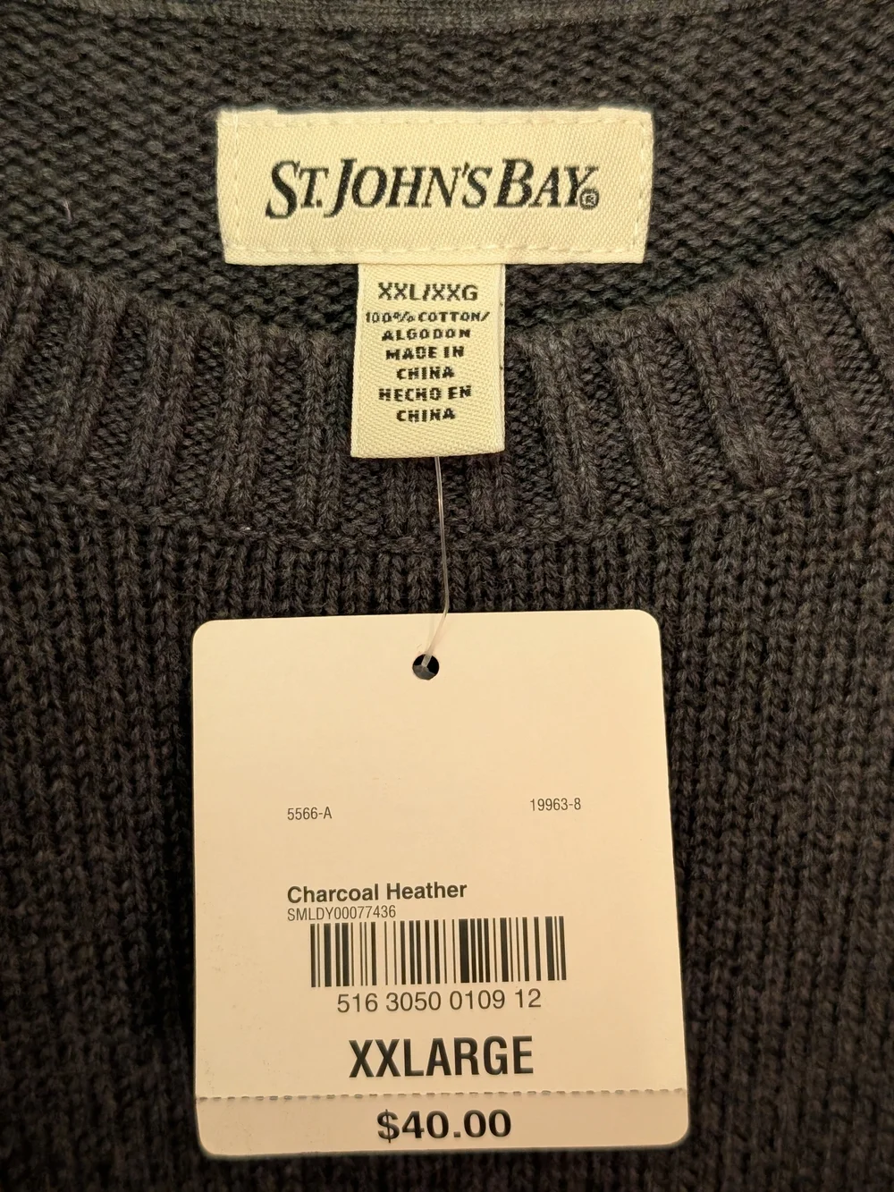 St. John's Bay Men's Charcoal Heather Crewneck Sweater